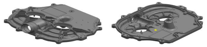 3D drawing of the V8 engine chain cover