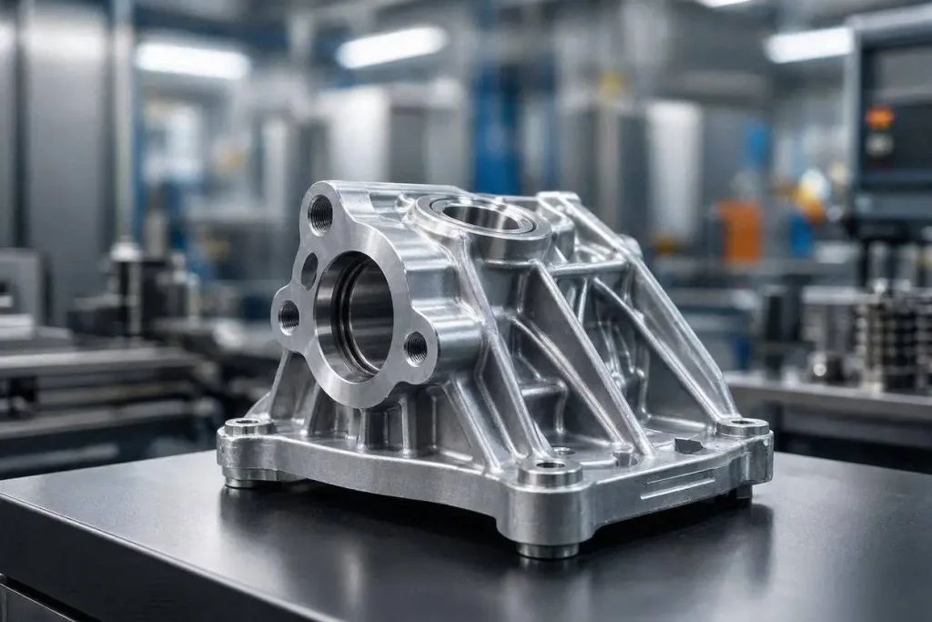 High strength aluminum die cast engine bracket for structural OEM components