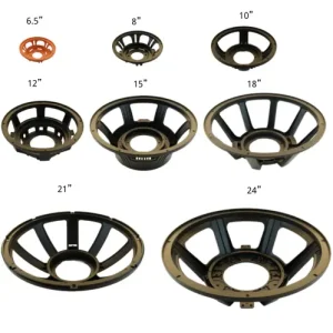 6.5 inch to 24 inch die-cast aluminum speaker basket for OEM loudspeaker production
