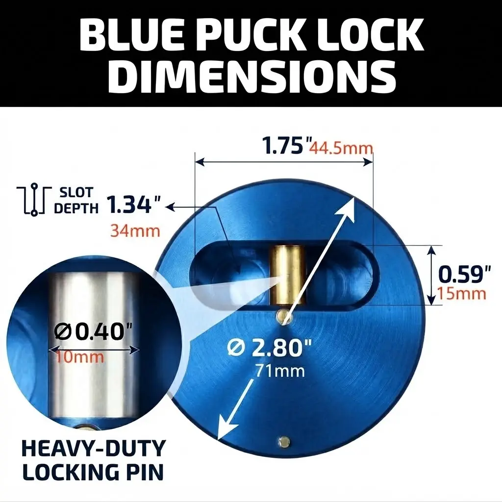 Aluminum Puck Lock Dimensions and Technical Drawing