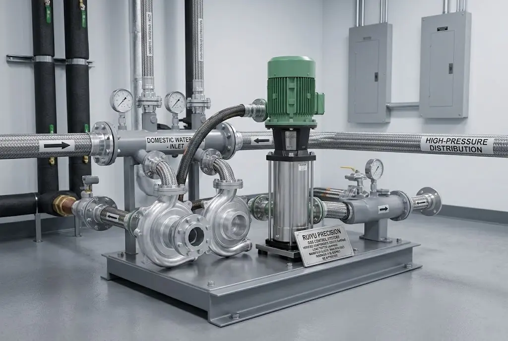 Industrial water treatment filtration system with pumps and piping infrastructure